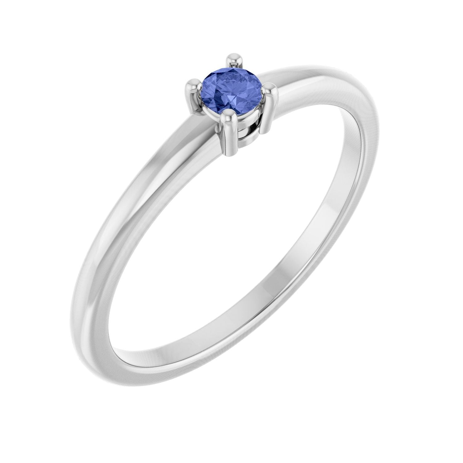 Natural Tanzanite Solitaire Ring in 14K White Gold - natural tanzanite