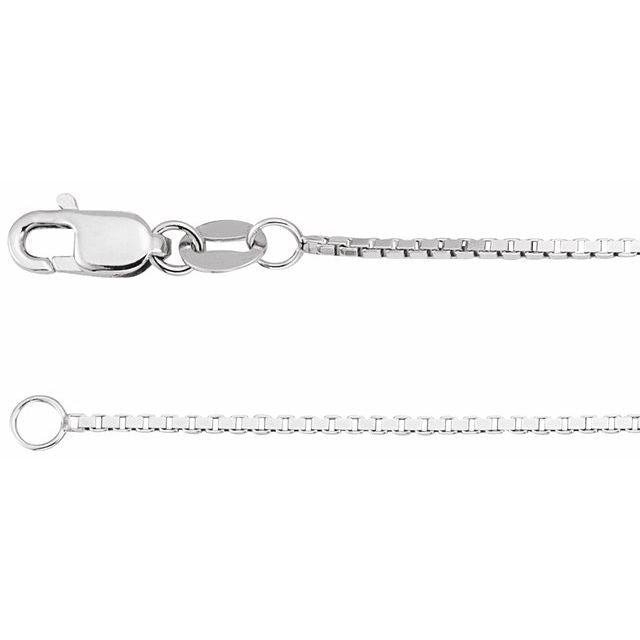 1mm box chain necklace in 10k white gold, 16 inch