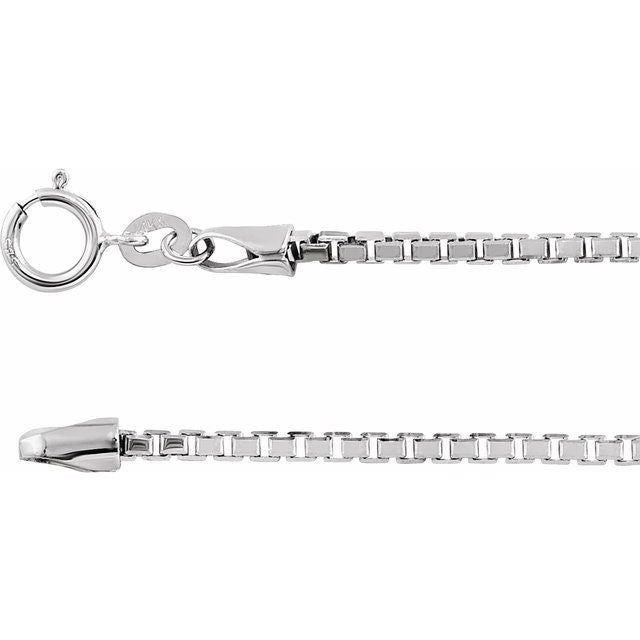 1.75mm diamond-cut box chain necklace in 14k white gold, 18 inch