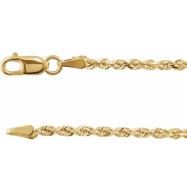 1.75mm diamond-cut rope chain necklace in 14k yellow gold, 16 inch