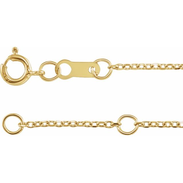 1mm diamond-cut adjustable cable chain necklace in 14k yellow gold, 16-18" adjustable