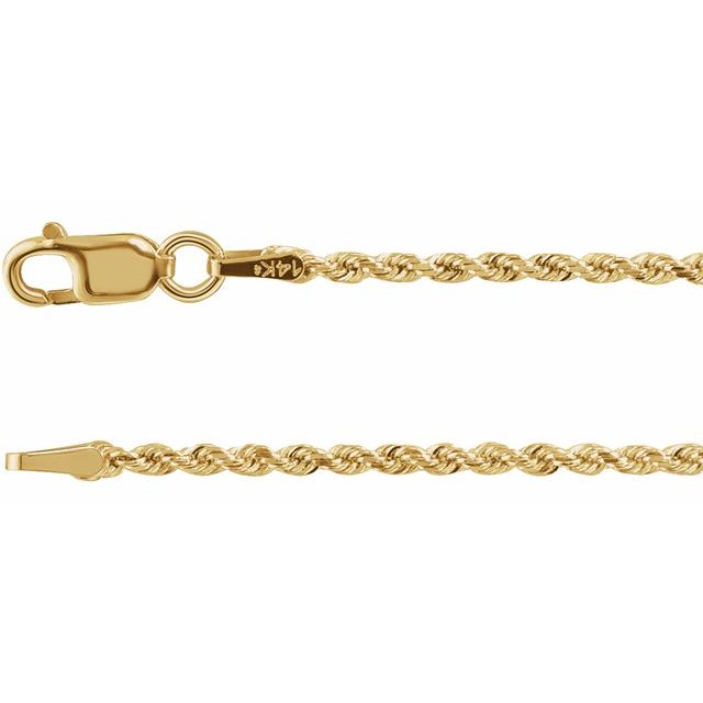 1.5mm diamond-cut rope chain necklace in 14k yellow gold, 16 inch