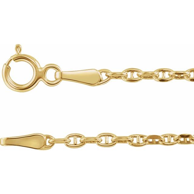1.8mm diamond-cut anchor gold chain necklace in 14k yellow gold, 16 inch