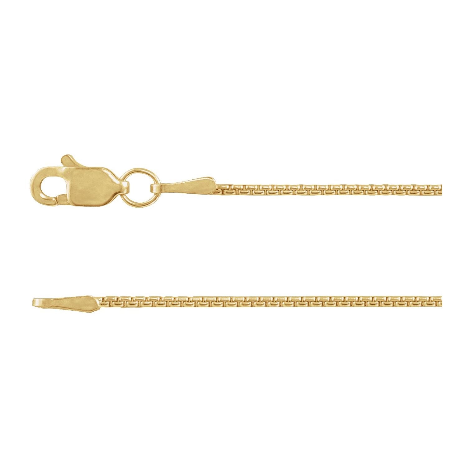 14K Yellow Gold 1 mm rounded box necklace