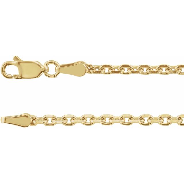 2.5mm diamond-cut cable chain necklace in 14k yellow gold, 16"