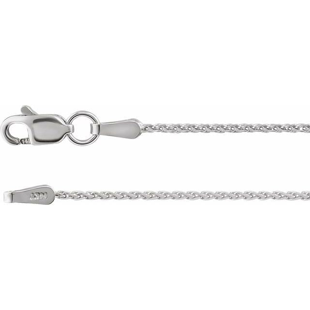 2mm diamond-cut wheat gold chain necklace in 14k white gold, 24 inch