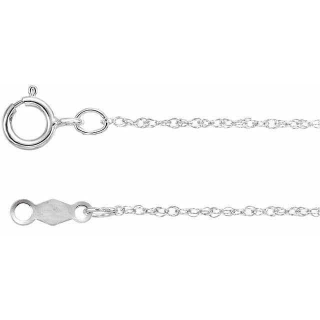 0.85mm rope chain necklace in 18k white gold, 16 inch
