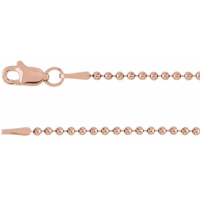 1.5mm bead chain necklace in 14k rose gold, 16"