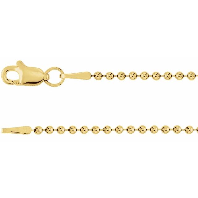 1.5mm bead chain necklace in 14k yellow gold, 16"