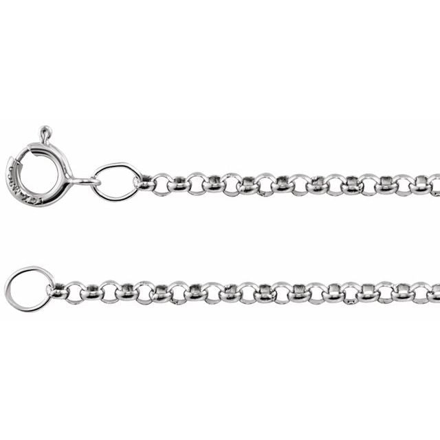 1.5mm rolo chain necklace in 14k white gold, 16"