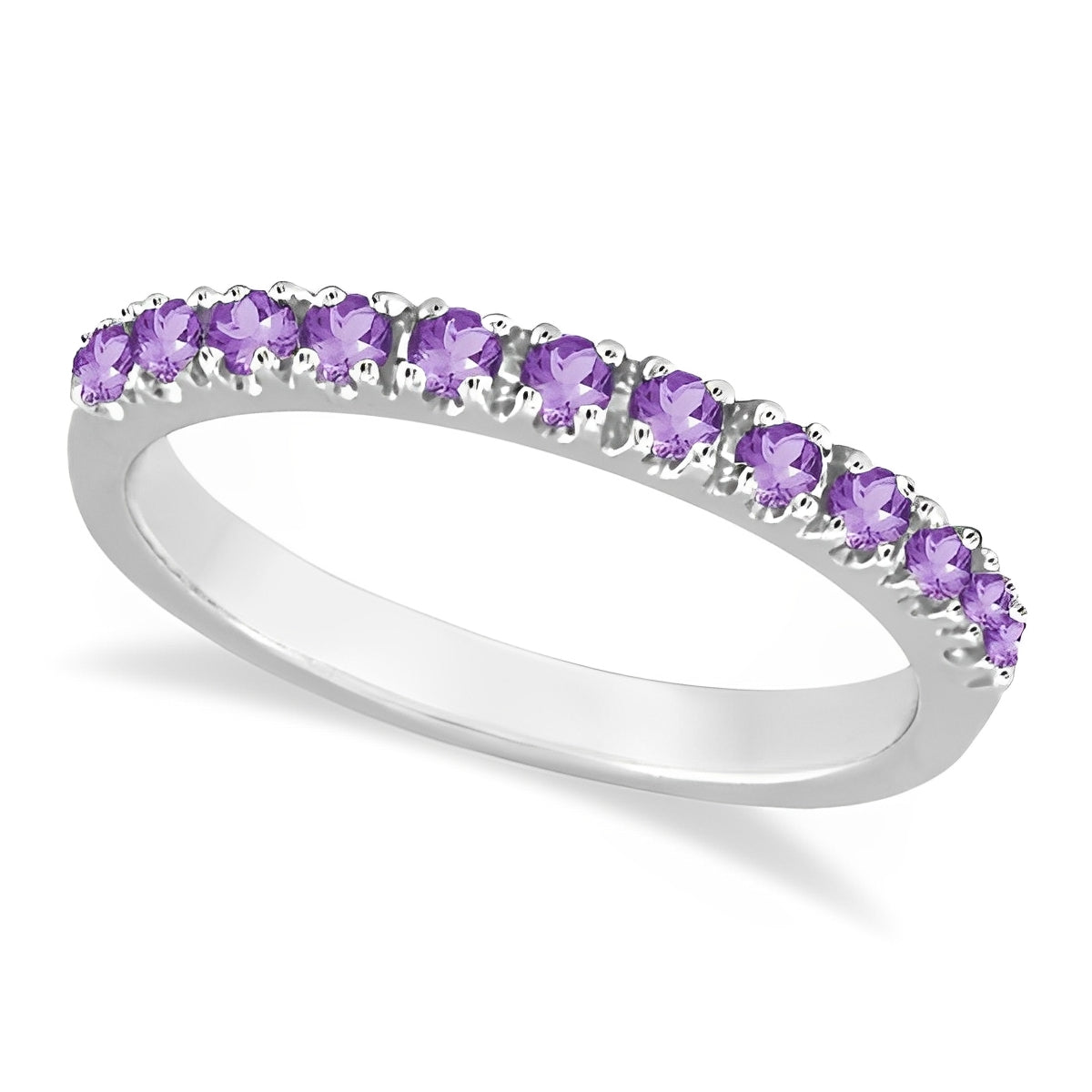 Amethyst Stackable Band Ring Guard in 14k White Gold (0.38ct) Top View