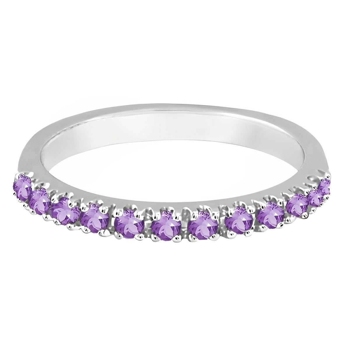 Amethyst Stackable Band Ring Guard in 14k White Gold (0.38ct) Flat View 2