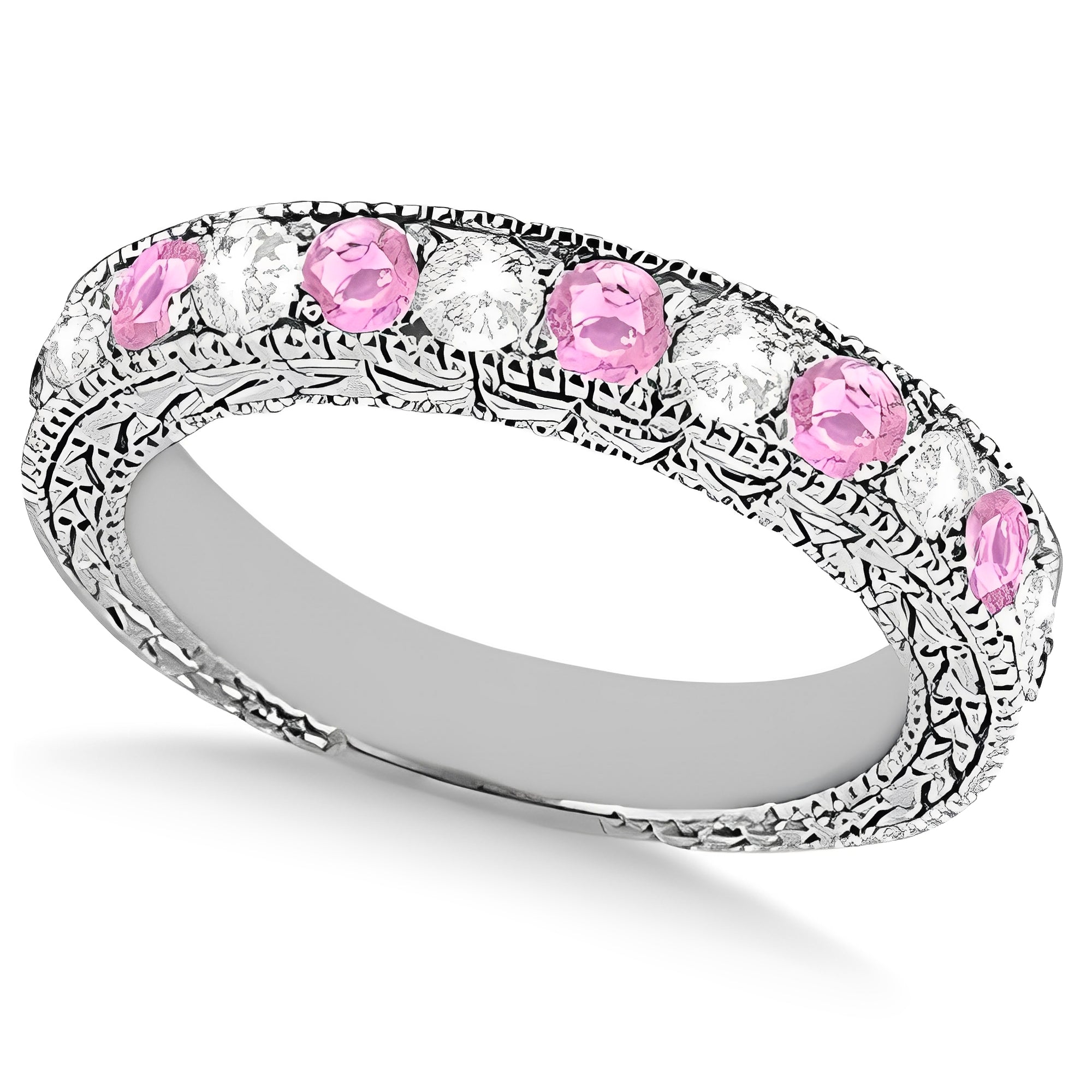 antique pink sapphire ring top view