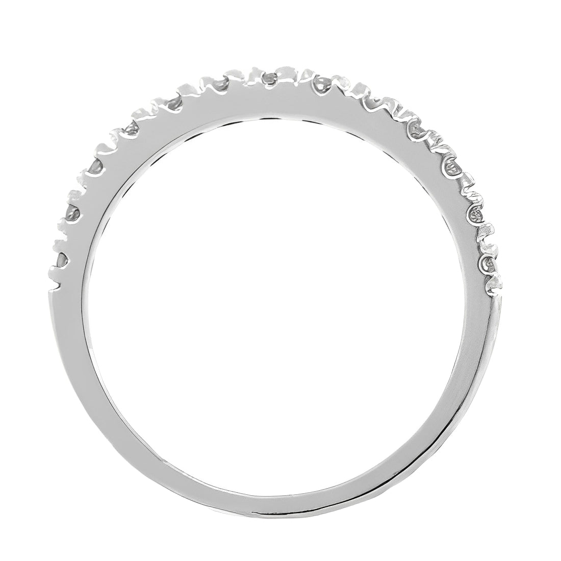 Emerald Semi-Eternity Band Stackable Ring in 14K White Gold (0.38ct) Front View