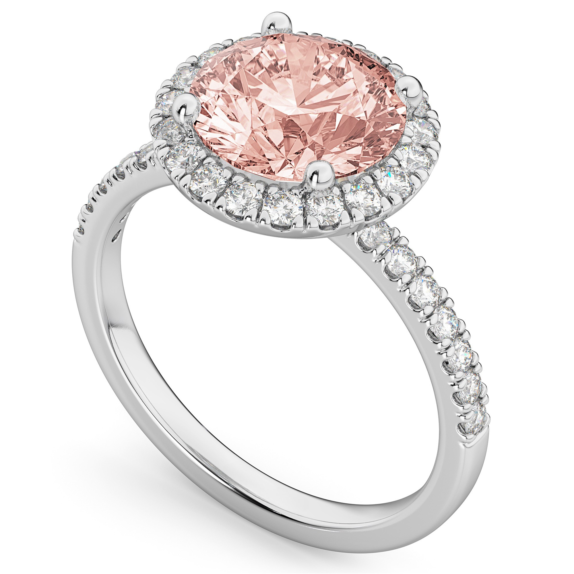 Diamond Halo & Morganite Ring in 14k White Gold (2.25ct) Top View 2