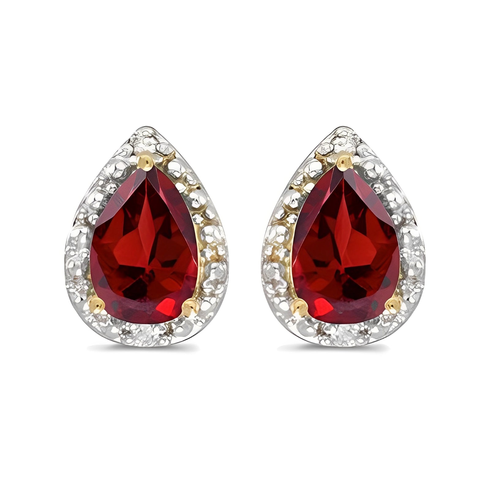 Diamond & Pear Ruby Earrings 14k Yellow Gold (1.52ct) Front View