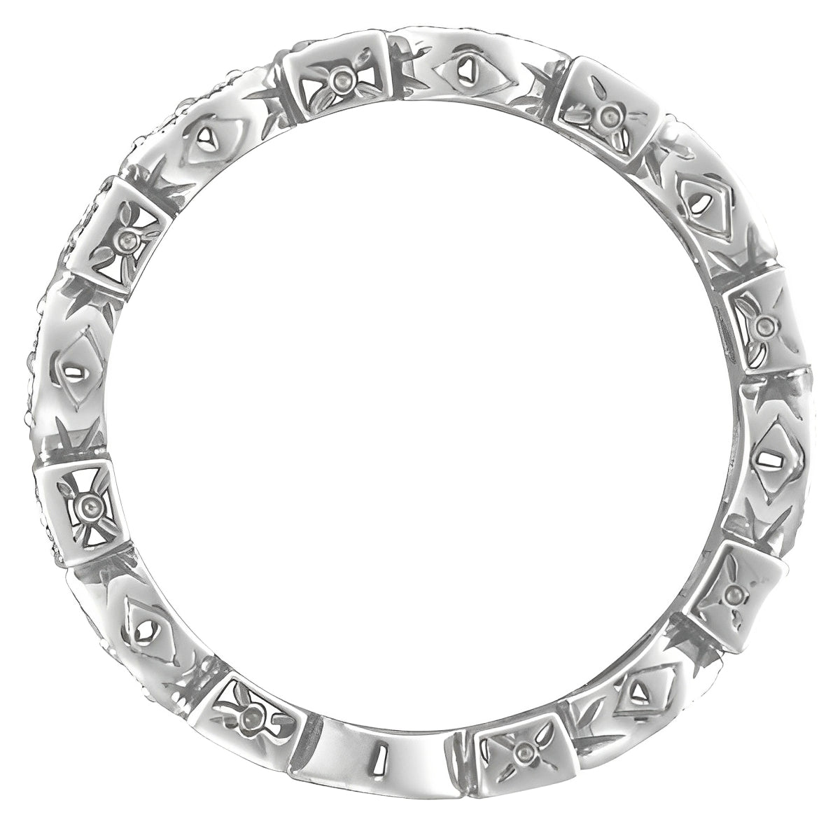 Eternity Diamond & Amethyst Anniversary Ring in 14k White Gold Front View