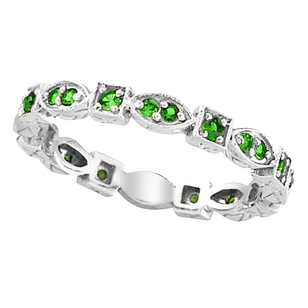  Eternity Stackable Emerald Ring Anniversary Band 14k White Gold (0.47ct) Top View