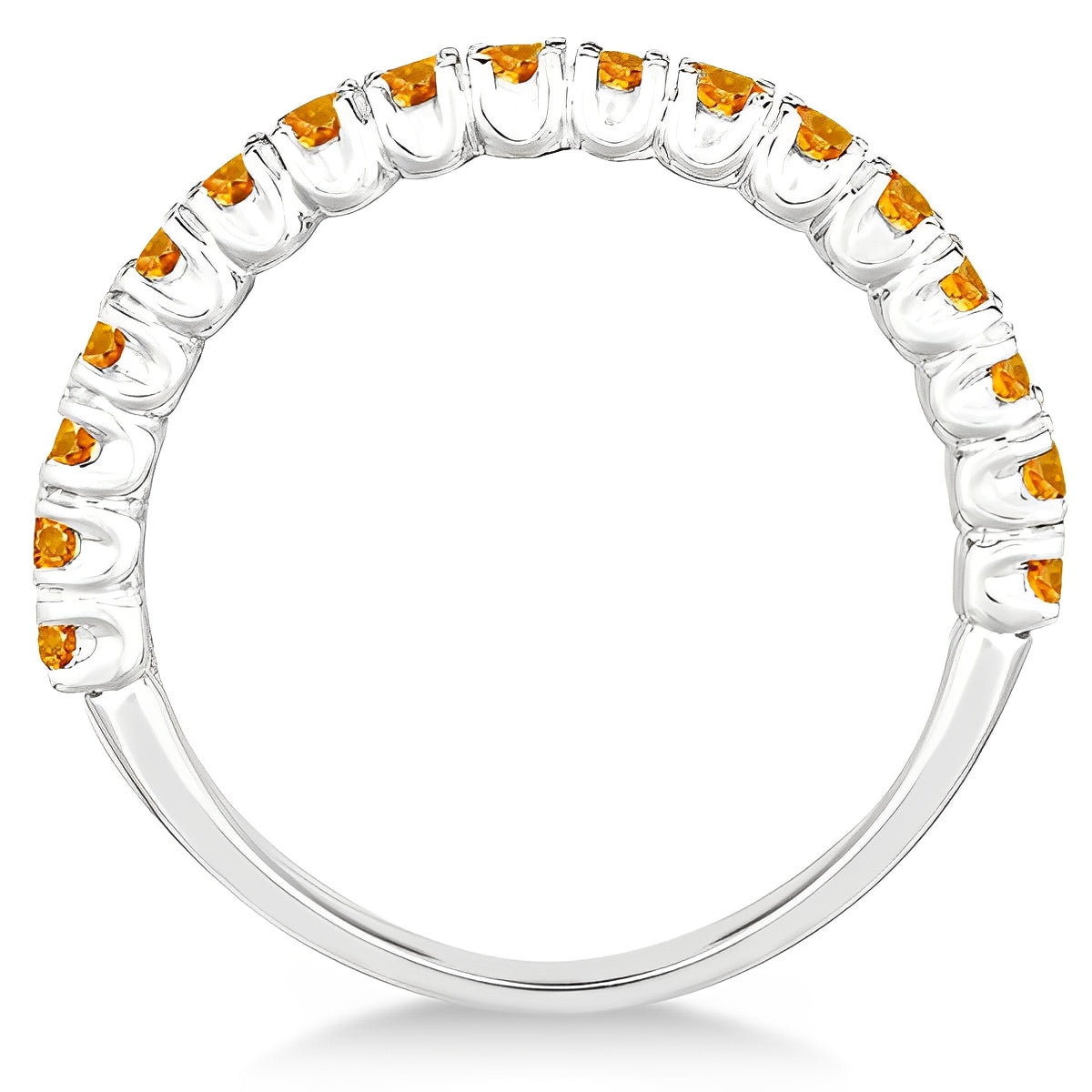 Half-Eternity Pave-Set Citrine Stacking Ring 14k White Gold (0.95ct) Front View