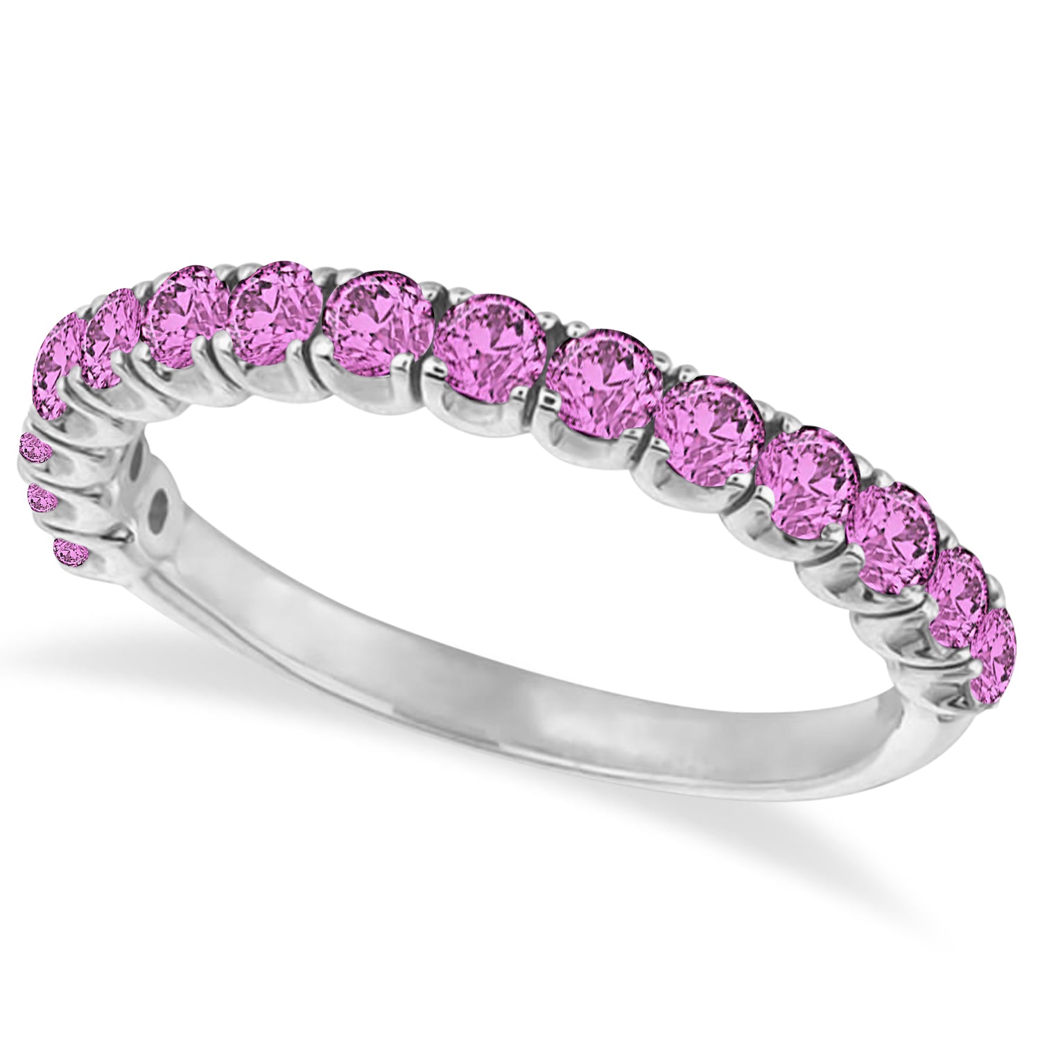 Semi-Eternity Pink Sapphire Ring Top View