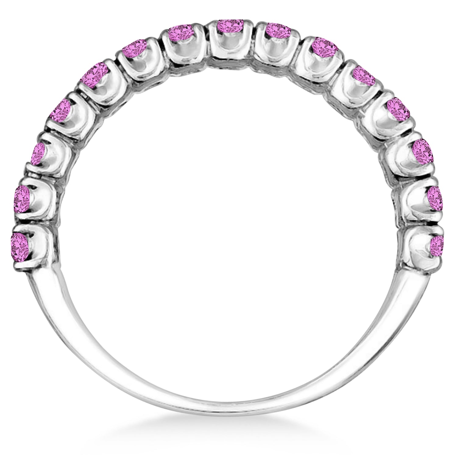 Semi-Eternity Pink Sapphire Ring Front View