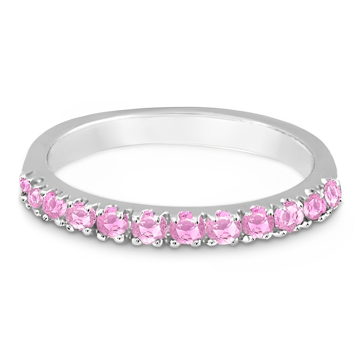 Stackable Pink Sapphire Ring Flat View  