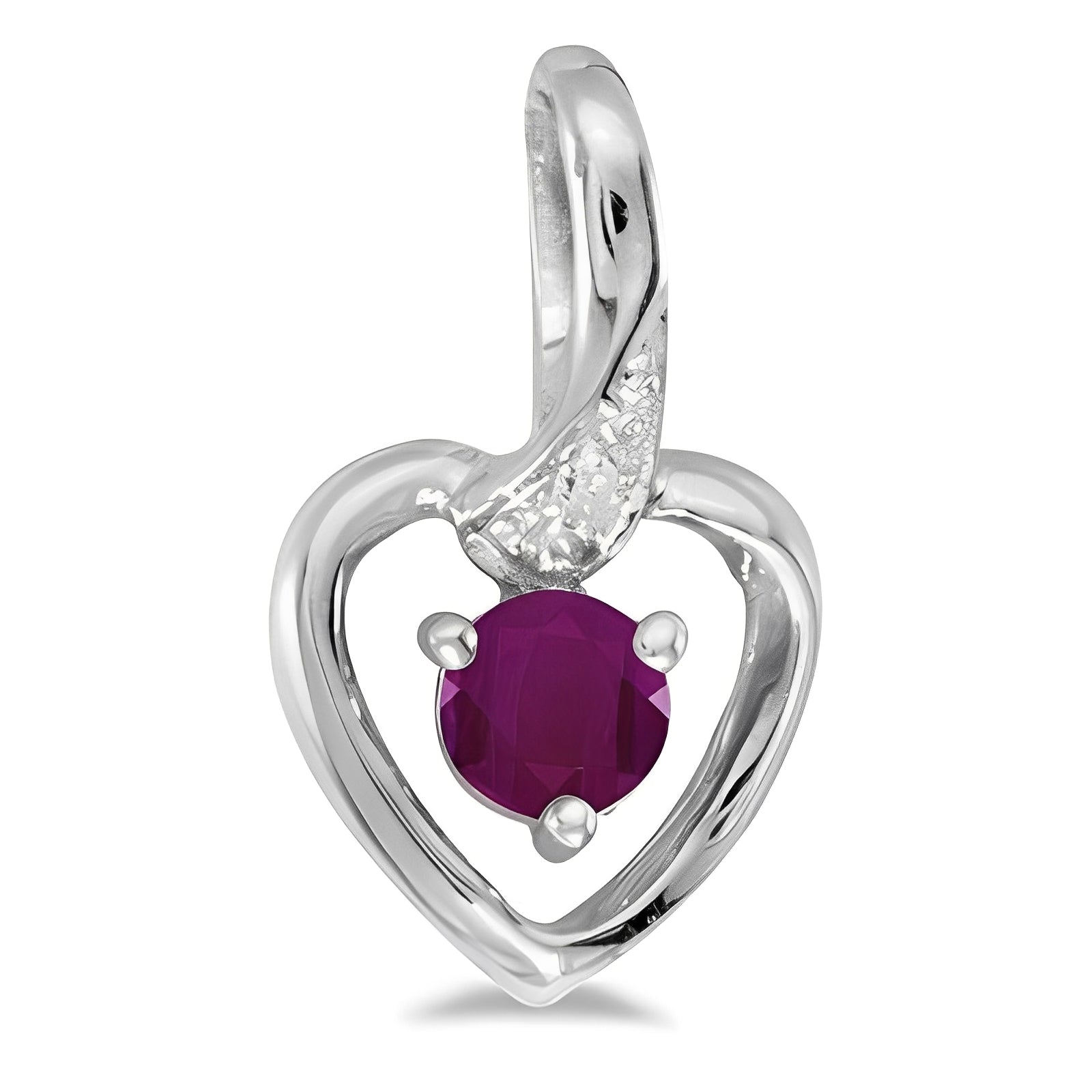 heart shaped diamond and ruby necklace with no chain