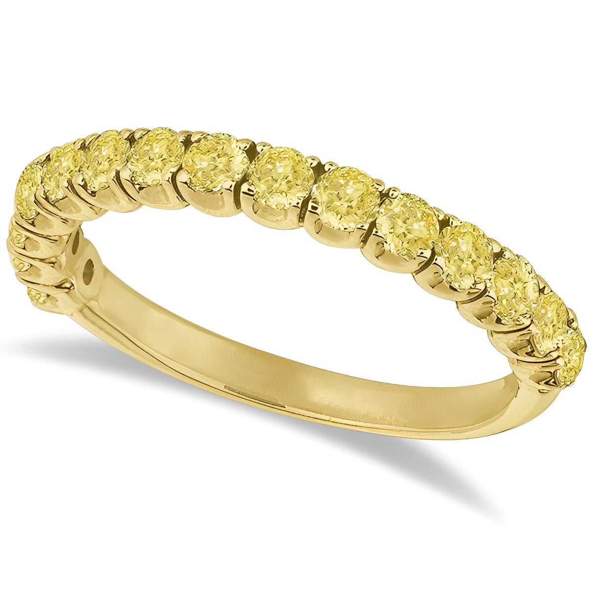 Yellow Canary Diamond Ring Anniversary Band 14k Yellow Gold (1.00ct) Top View