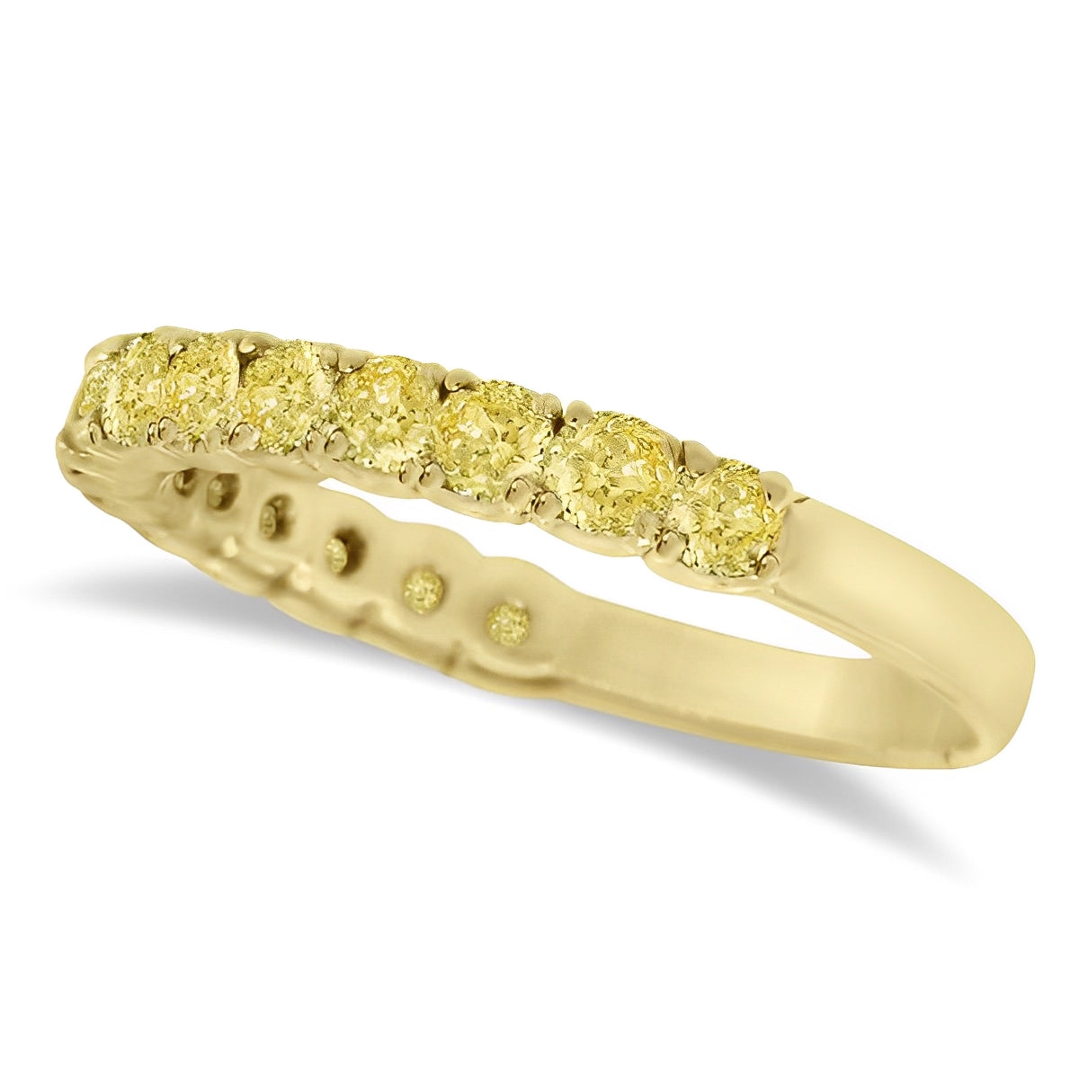 Yellow Canary Diamond Ring Anniversary Band 14k Yellow Gold (1.00ct) Side View