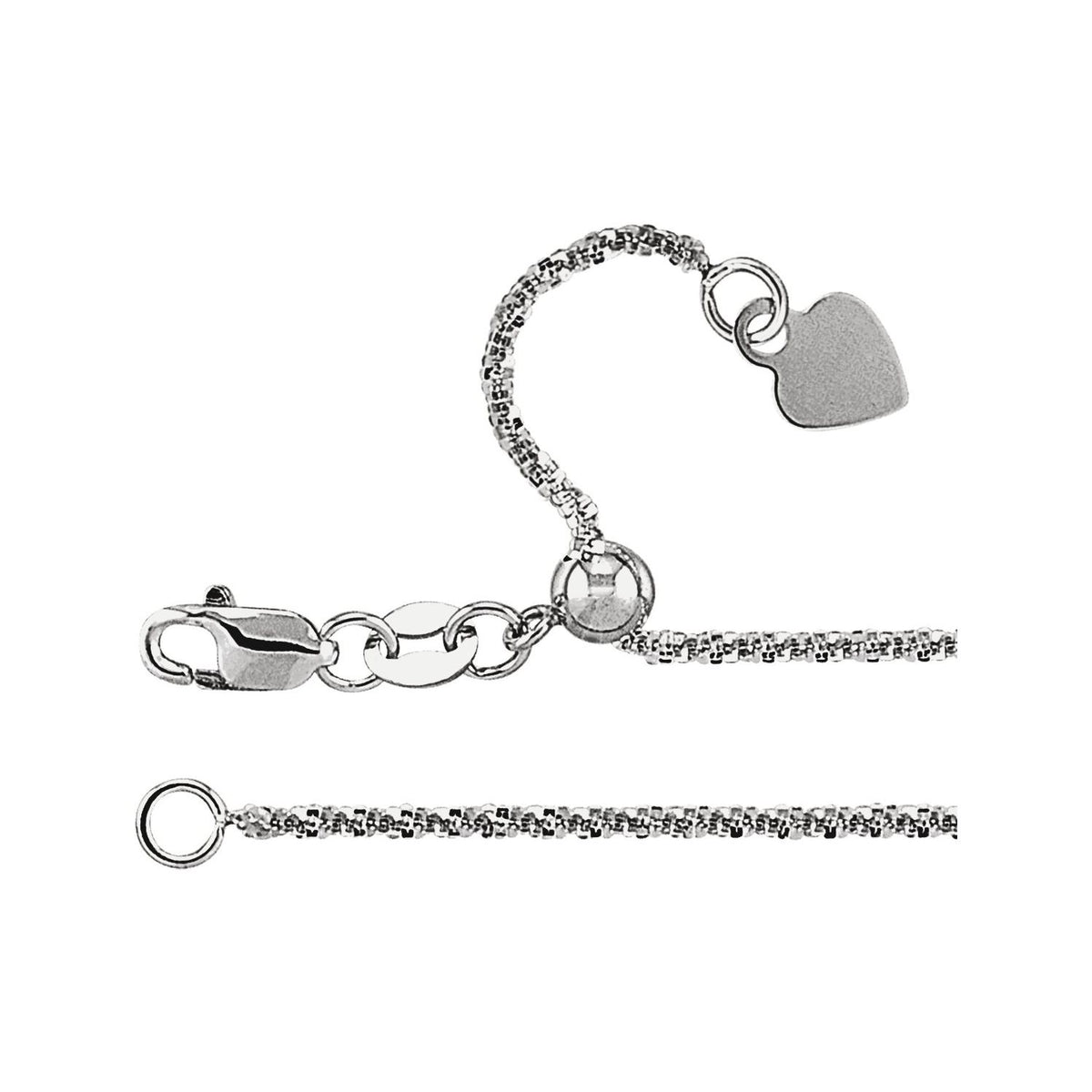 Adjustable Twisted Snake Chain Necklace in 14k white gold