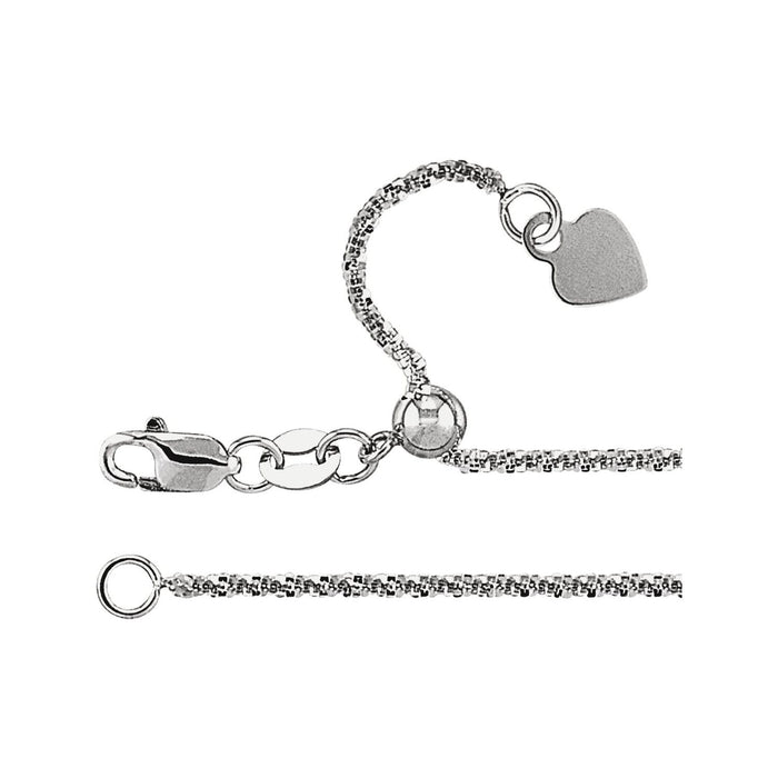 Adjustable Twisted Snake Chain Necklace in 14k white gold