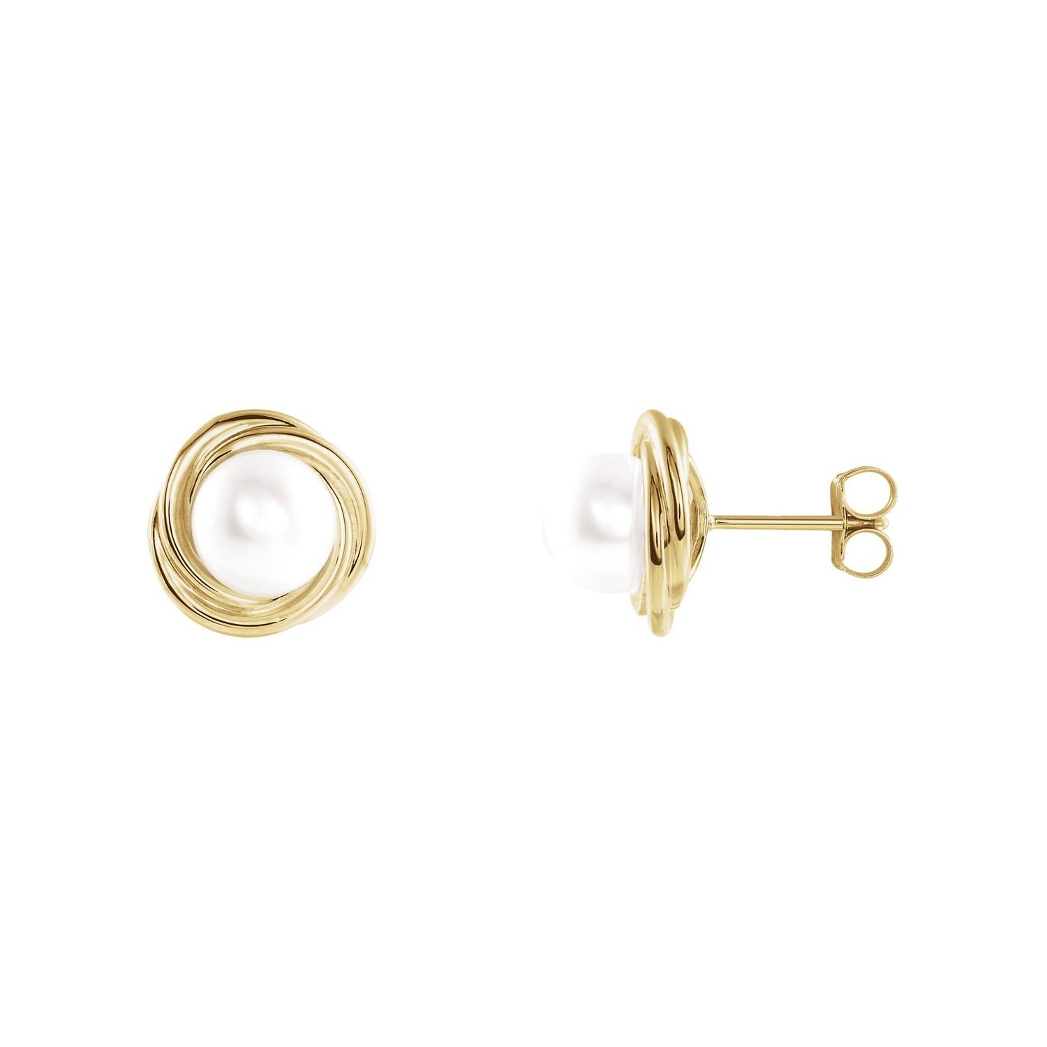 akoya cultured pearl stud earrings in 14k yellow gold