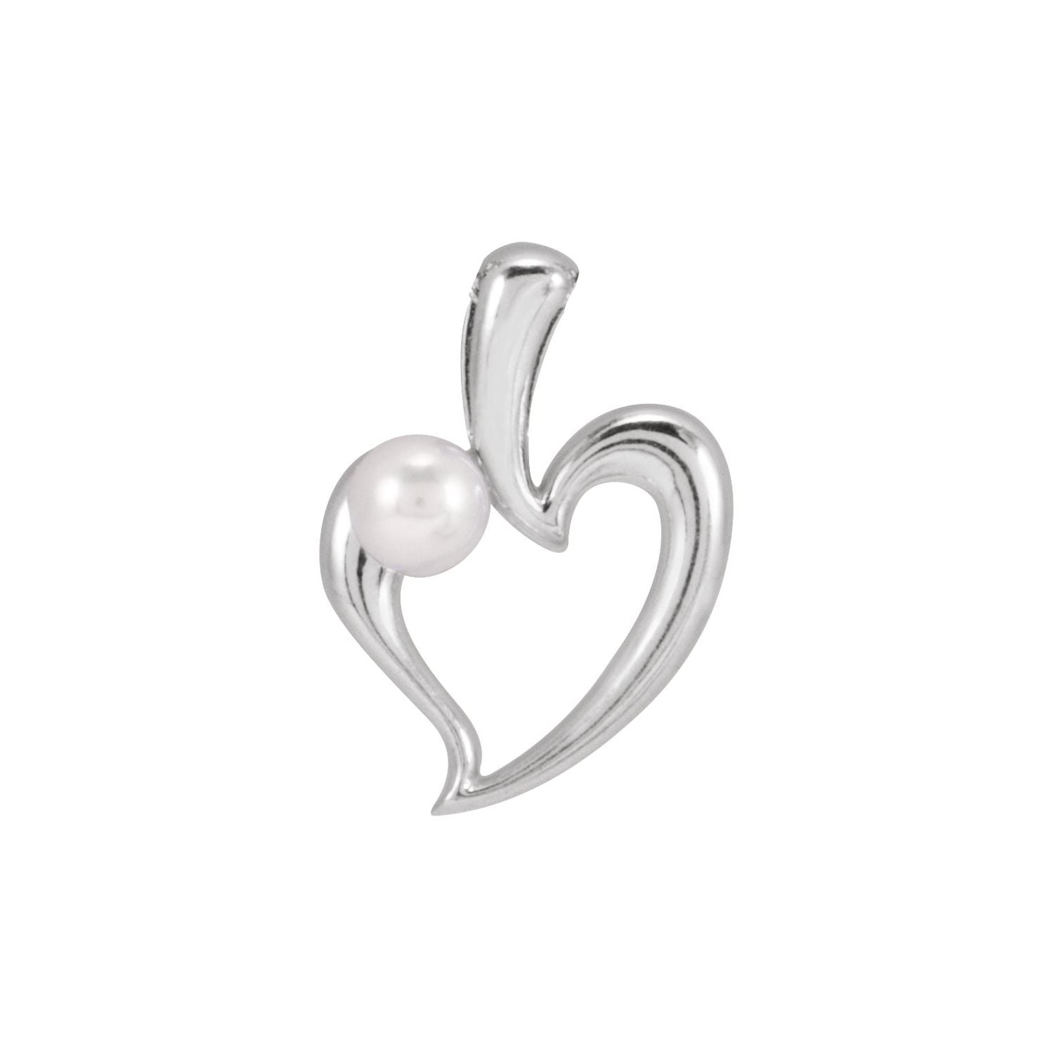 14K White Gold Cultured Akoya Pearl Akoya Pearl Heart Necklace