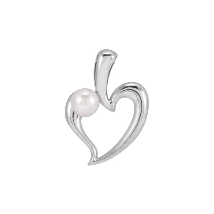 14K White Gold Cultured Akoya Pearl Akoya Pearl Heart Necklace