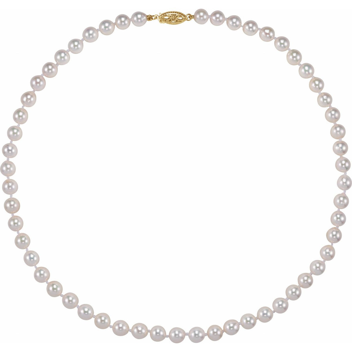 Akoya Pearl Necklace in 14k yellow gold — shown on its included chain