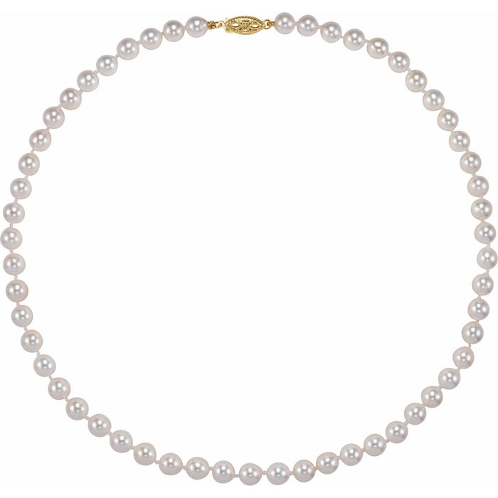Akoya Pearl Necklace in 14K Yellow Gold