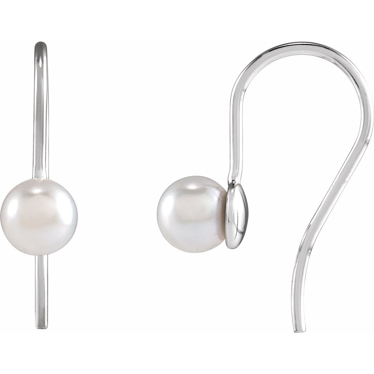 Akoya Pearl Wire Earrings in 14k white gold