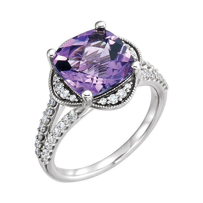 Amethyst cocktail ring in 14K White Gold