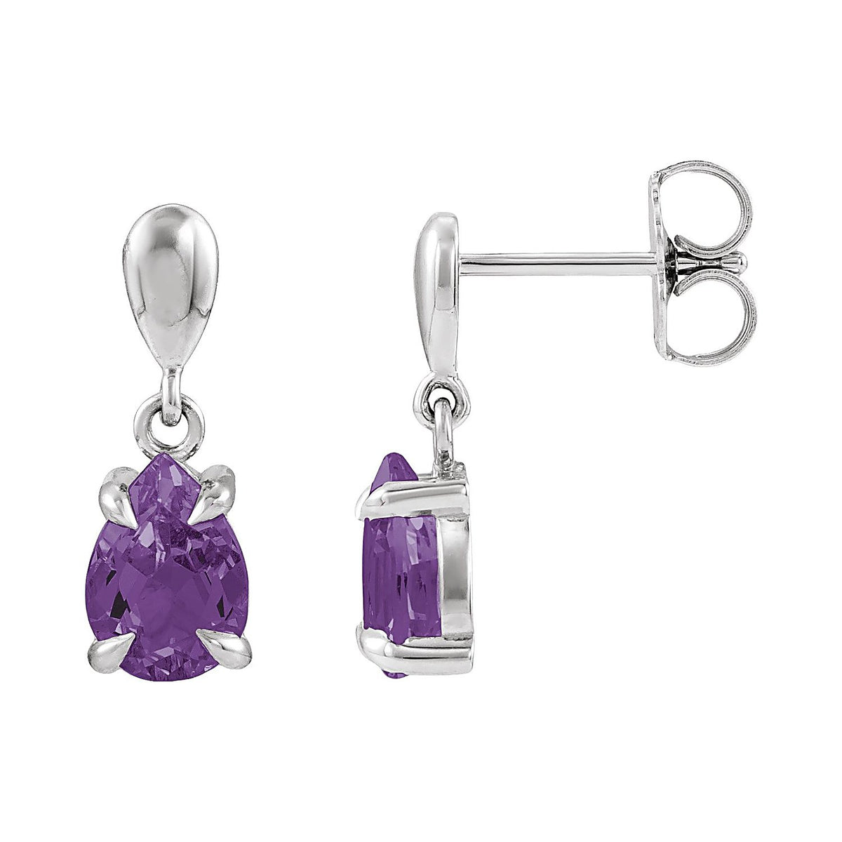 Amethyst drop earrings in Platinum