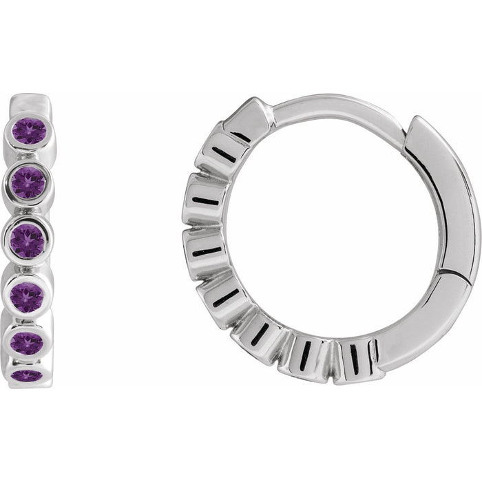 amethyst hoop earrings in sterling silver in Sterling Silver