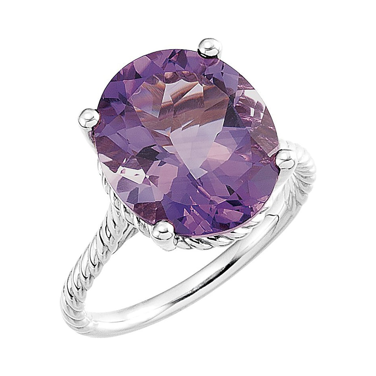 Amethyst cocktail ring in 14K White Gold