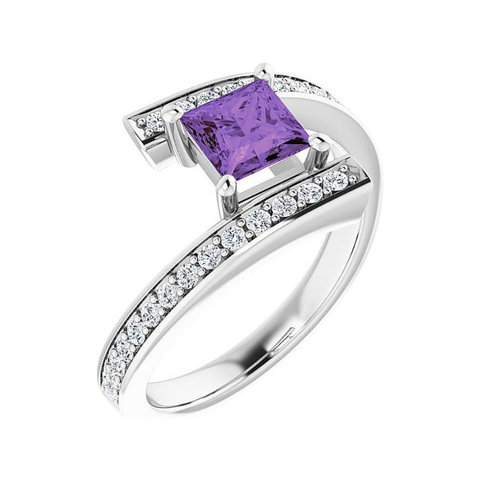 Amethyst cocktail ring in 14K White Gold