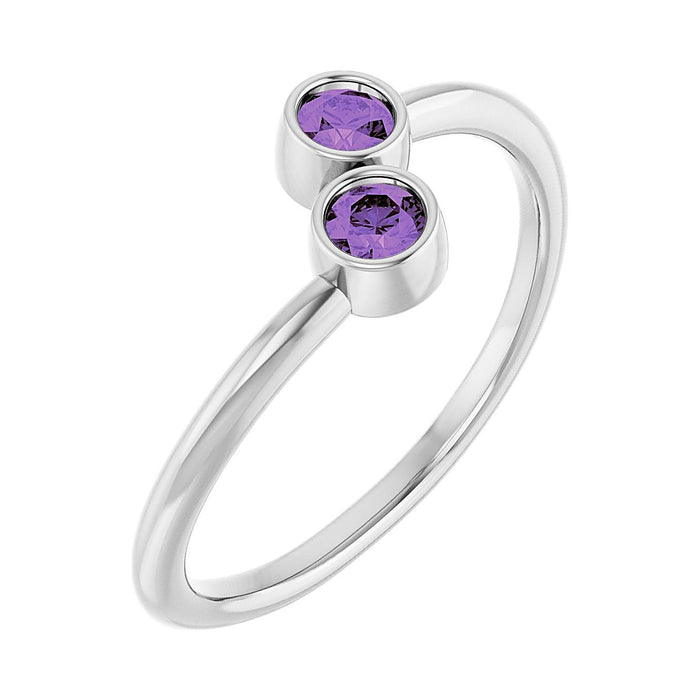 Amethyst toi et moi two-stone ring in 14K White Gold