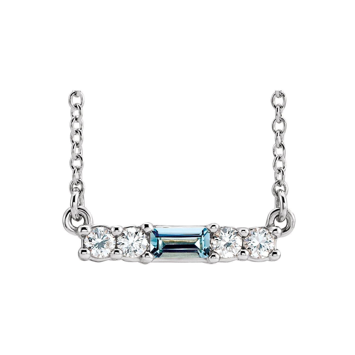 aquamarine and diamond accent pendant, 14K White Gold