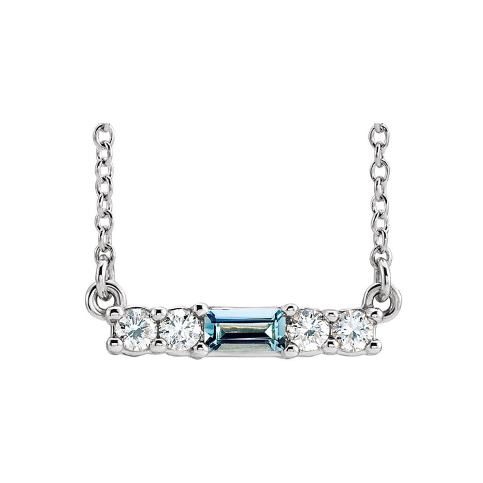 aquamarine and diamond accent pendant, 14K White Gold
