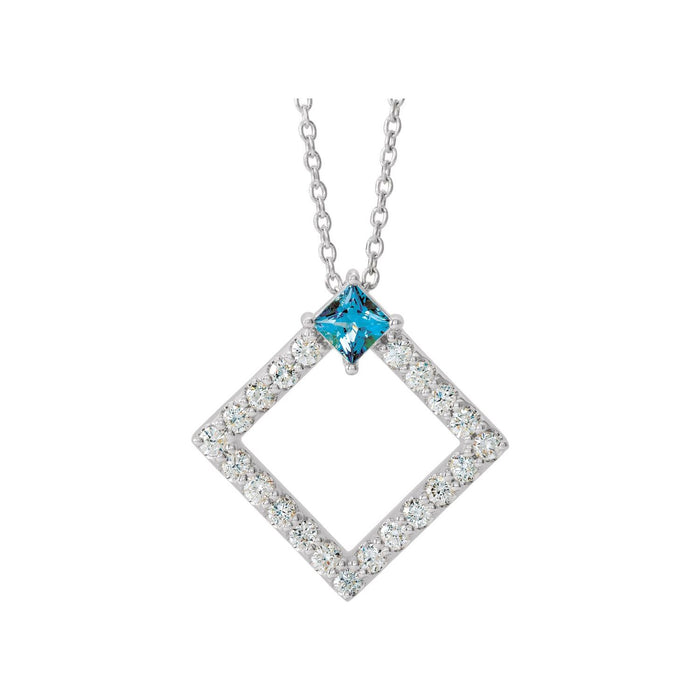 aquamarine and diamond statement pendant, 14K White Gold
