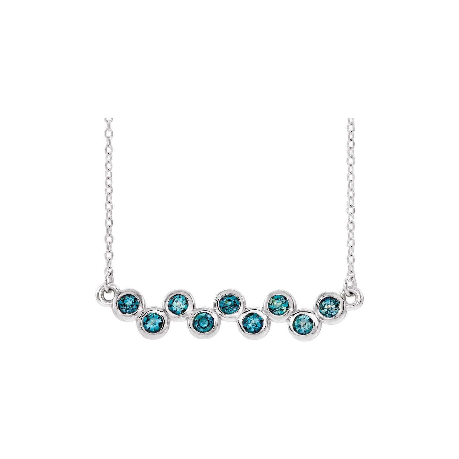 aquamarine bezel bar pendant, 14K White Gold