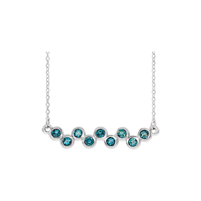aquamarine bezel bar pendant, 14K White Gold