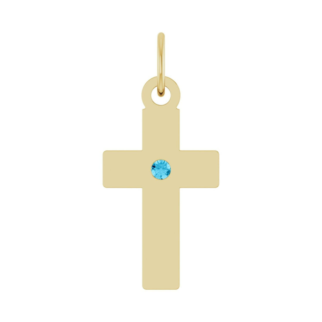 aquamarine cross pendant in 14k Yellow Gold