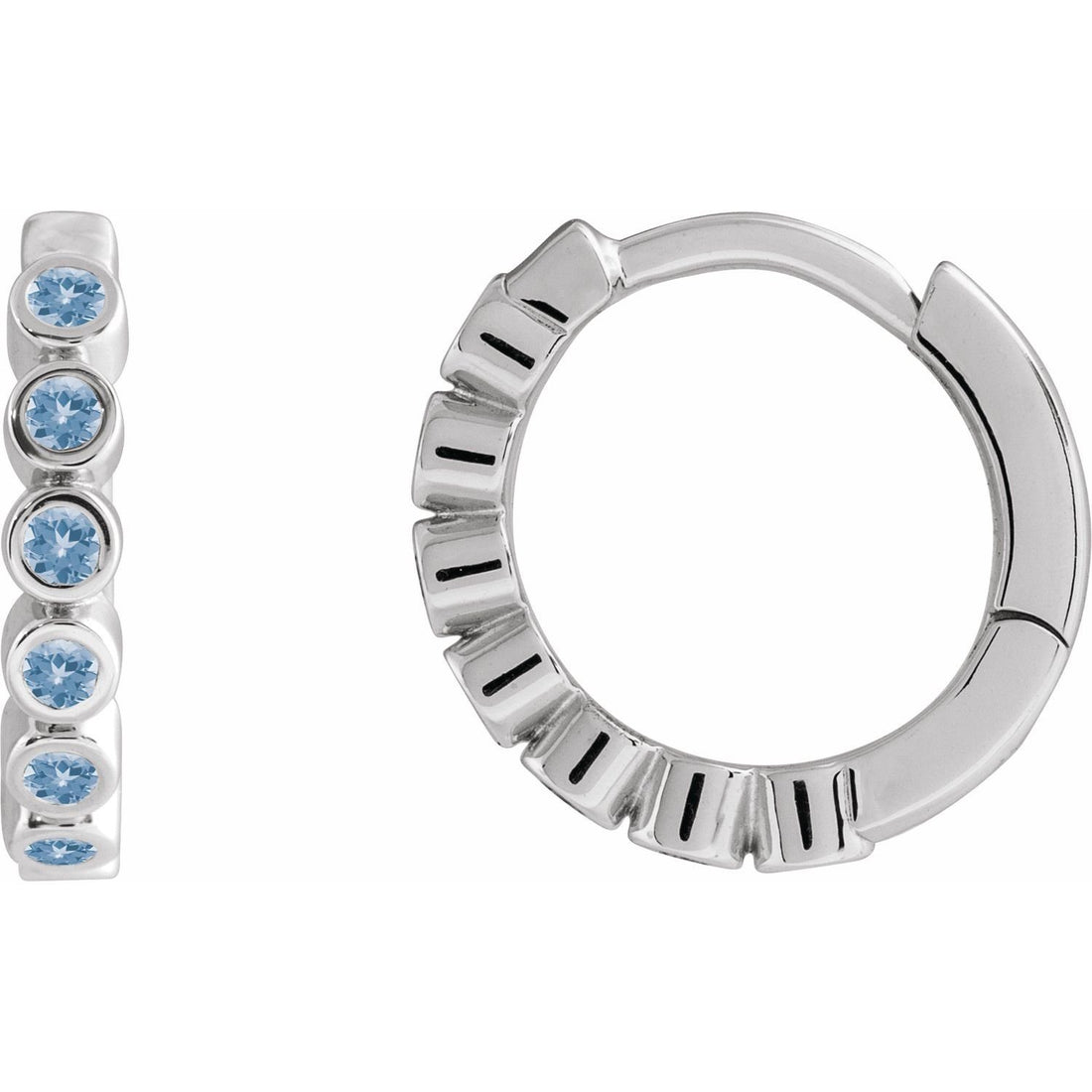 aquamarine hoop earrings in sterling silver in Sterling Silver